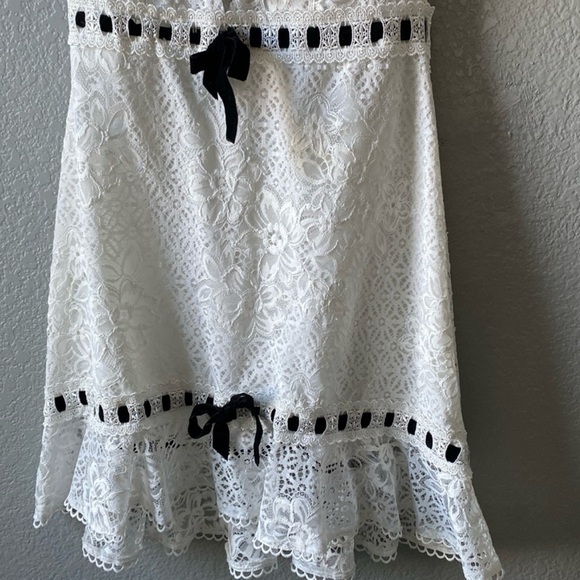 NWT For Love & Lemons Bonita Lace Ruffles & Bows Mini Dress in White - Picture 8 of 14